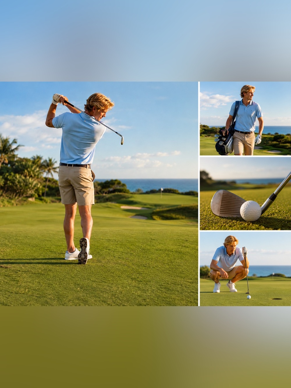 Coofandy Men's Performance Golf Shorts in Khaki - Lightweight Stretch